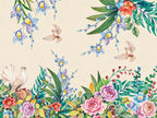 Papier peint panoramique Oiseaux et Fleurs Multicolores — vue du design seul
