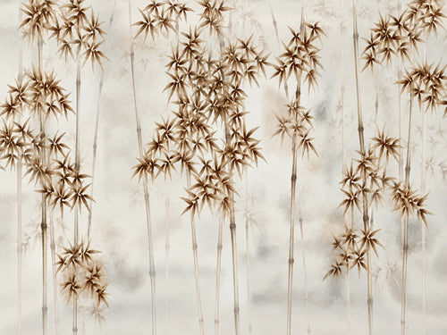 Papier peint panoramique Bambous Bruns dans la Brume — vue du design seul