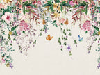Papier peint panoramique Jardin Fleuri et Papillons — vue du design seul