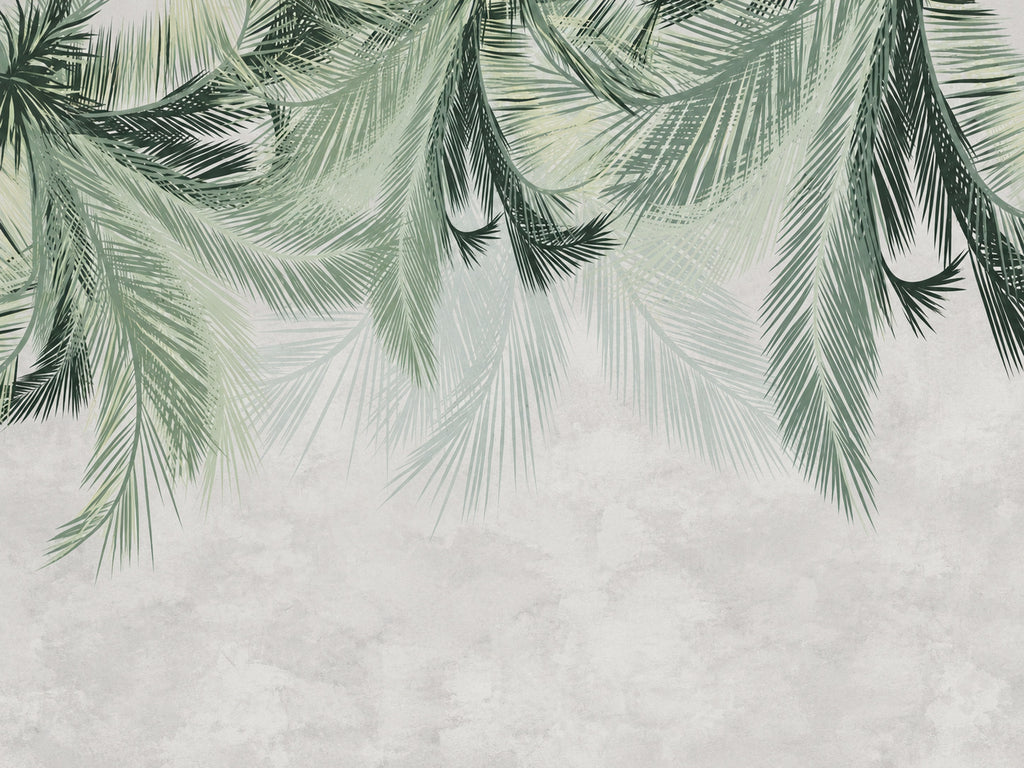 Papier peint panoramique Palmes Vert Sauge — vue du design seul