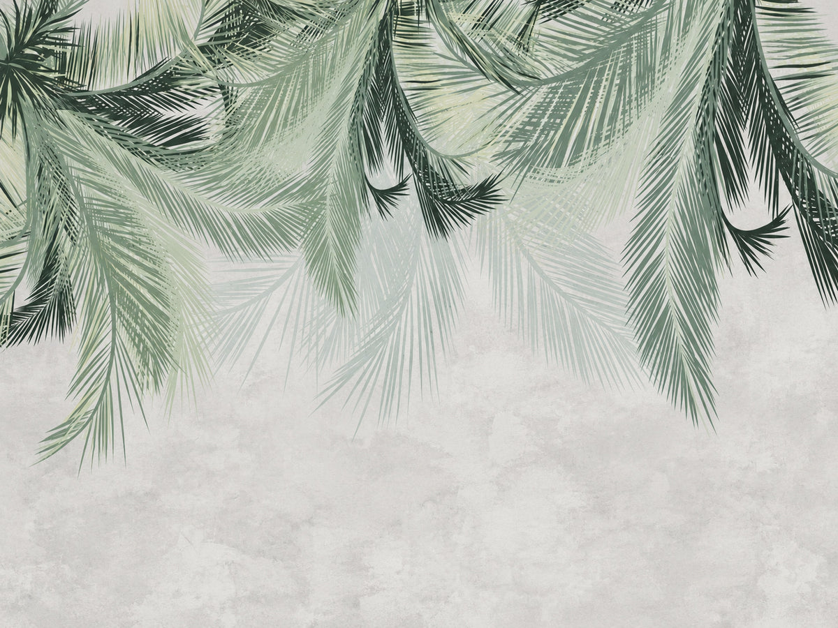 Papier peint panoramique Palmes Vert Sauge — vue du design seul