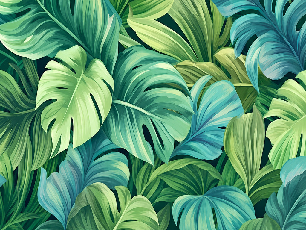 Papier peint panoramique Jungle de Feuilles Vertes — vue du design seul