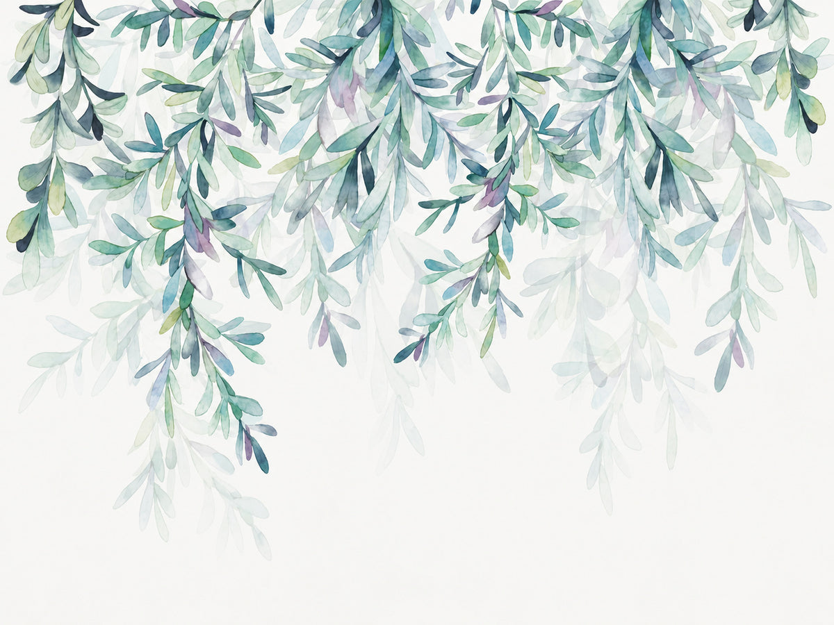 Papier peint panoramique Feuilles Vertes à l’Aquarelle — vue du design seul