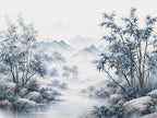 Papier peint panoramique Bambous Gris dans la Brume — vue du design seul
