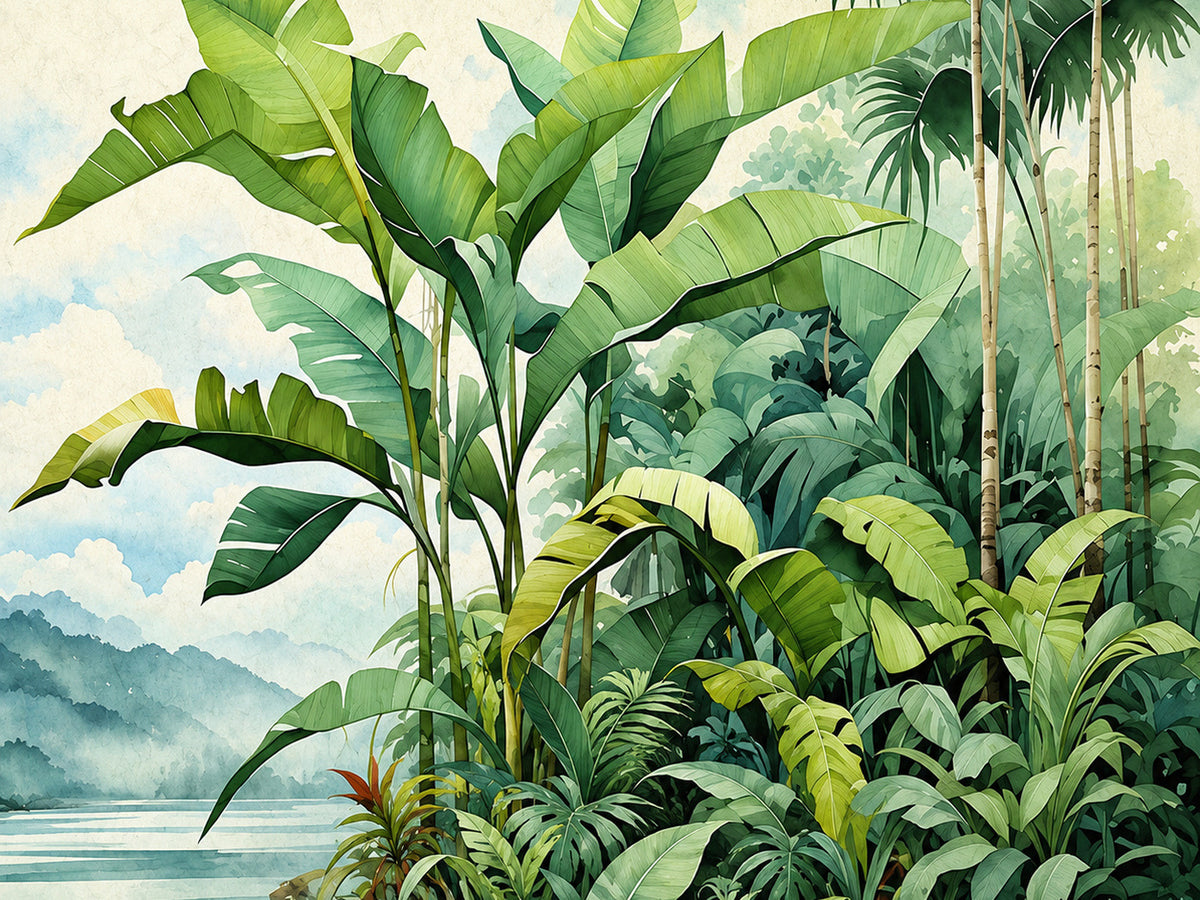 Papier peint panoramique Bananiers au Bord de l’Eau — vue du design seul