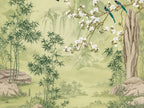 Papier peint panoramique Bambous et Oiseaux au Jardin — vue du design seul