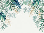 Papier peint panoramique Feuillage Tropical Vert et Bleu — vue du design seul