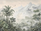 Papier peint panoramique Palmiers et Montagnes dans la Brume — vue du design seul